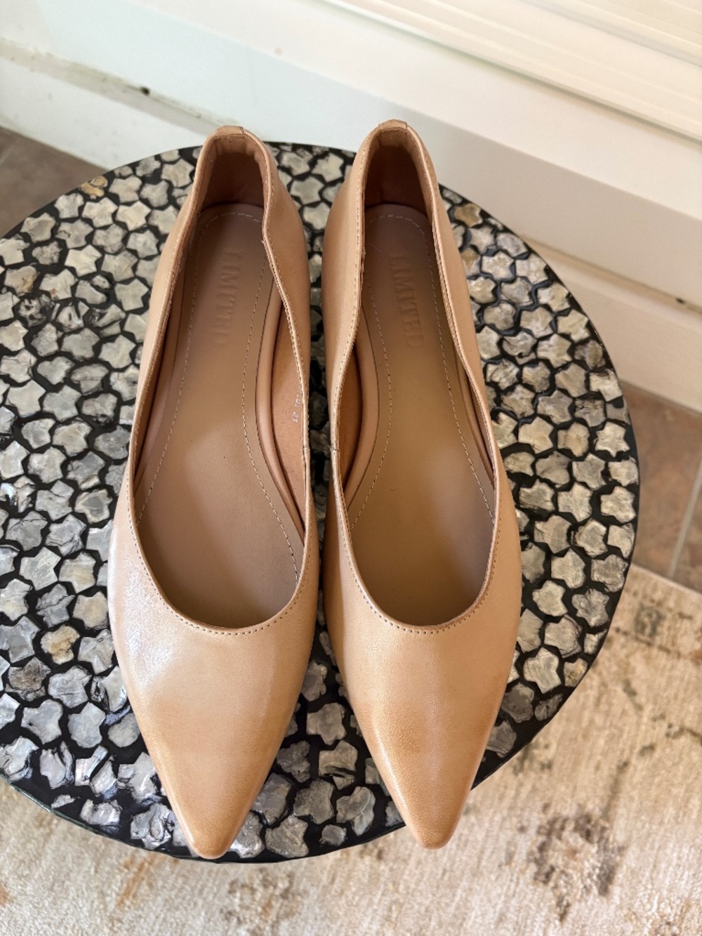 Leather Tan Flats with small heel Size 39 New